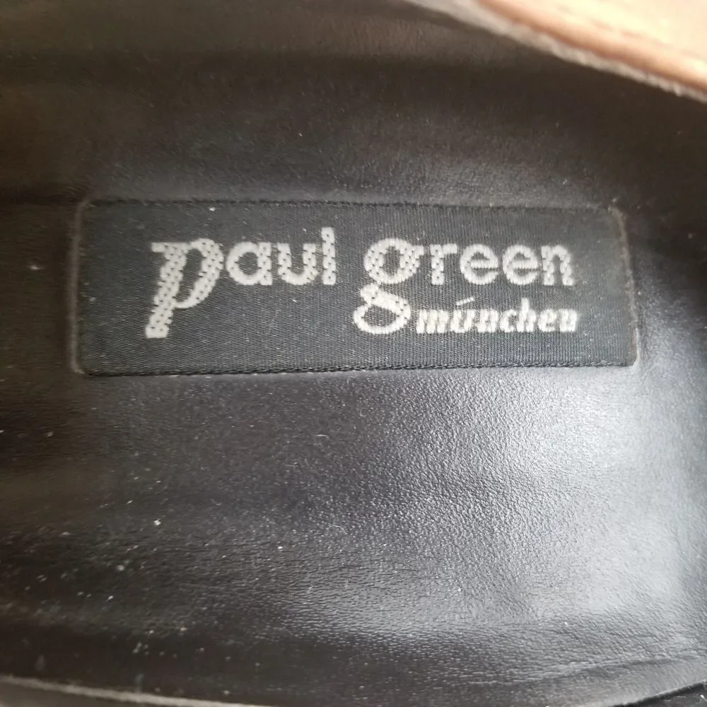 Vintage 90s y2k Paul Green Brown Nubuck Suede Leather Square Toe Mary Jane Heels